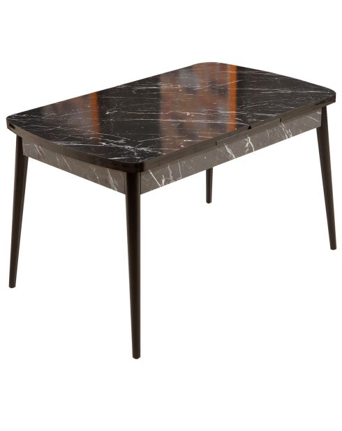 Table à manger extensible Bendir noir/blanc - 132x79x76.5 cm