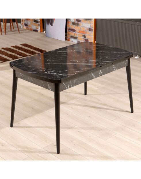 Table à manger extensible Bendir noir/blanc - 132x79x76.5 cm