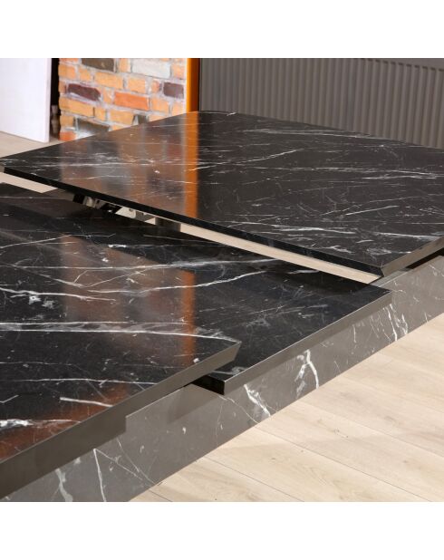 Table à manger extensible Bendir noir/blanc - 132x79x76.5 cm