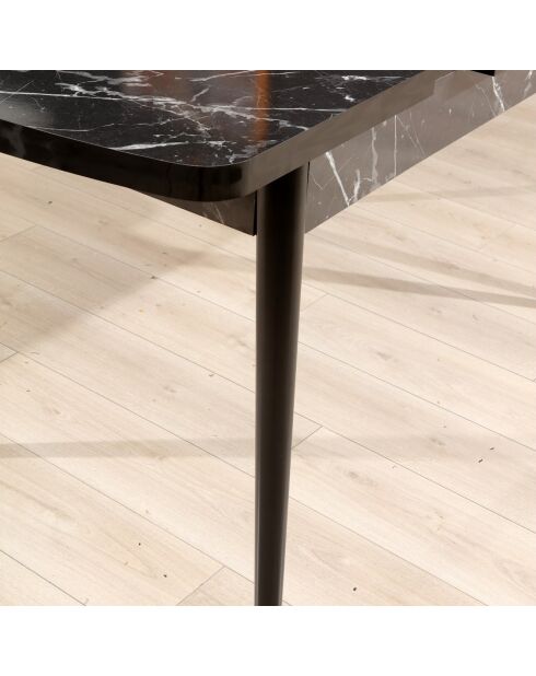 Table à manger extensible Bendir noir/blanc - 132x79x76.5 cm