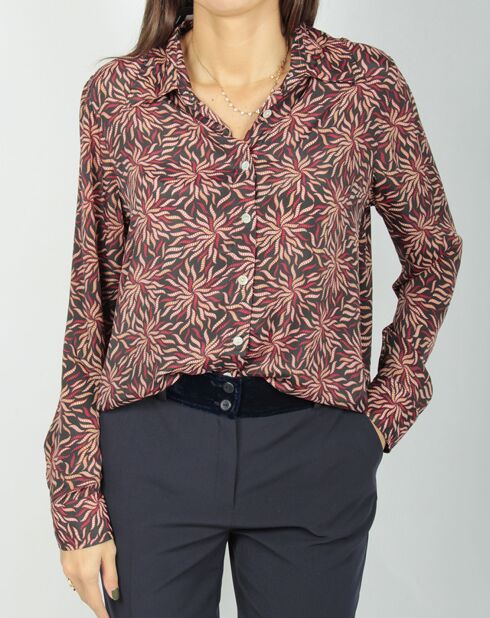 Chemise  en Soie mélangée Soan imprimée étoile rouge/noir