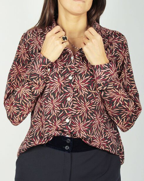 Chemise  en Soie mélangée Soan imprimée étoile rouge/noir