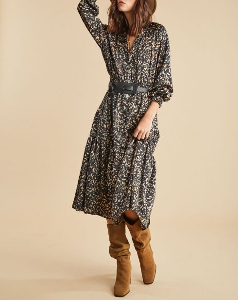Robe fluide Store imprimée military noire