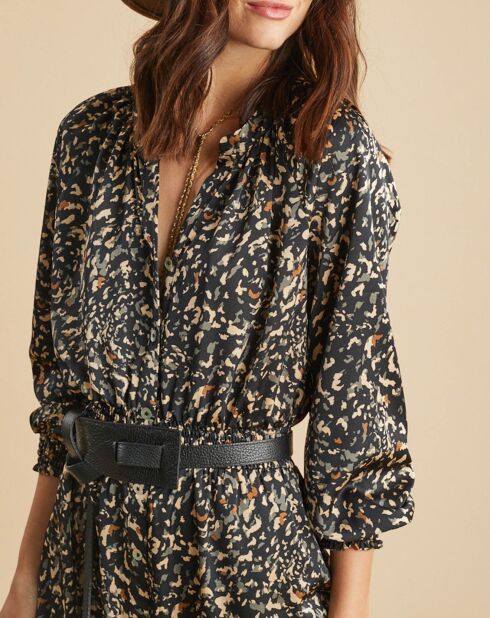 Robe fluide Store imprimée military noire