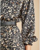 Robe fluide Store imprimée military noire