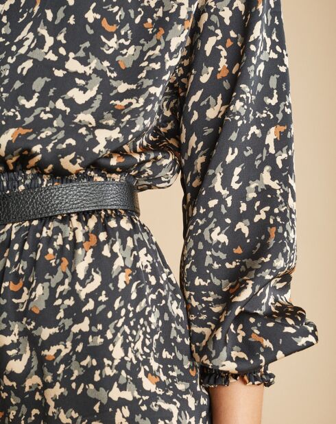 Robe fluide Store imprimée military noire