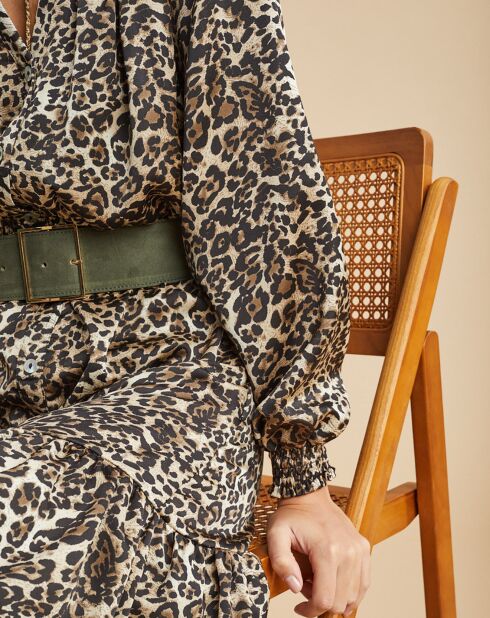 Robe fluide Store imprimée wild beige/noir