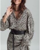 Chemise satinée Vogue imprimée noir/écru