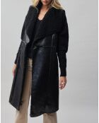 Manteau sans manches en fausse peau lainée Vogue noir