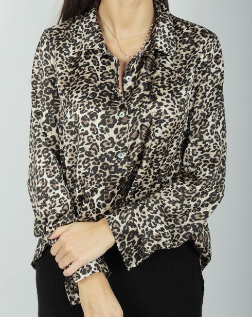 Chemise fluide West imprimée wild beige/noir