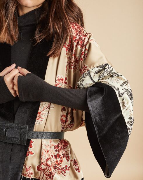 Kimono satiné Yoko piment beige