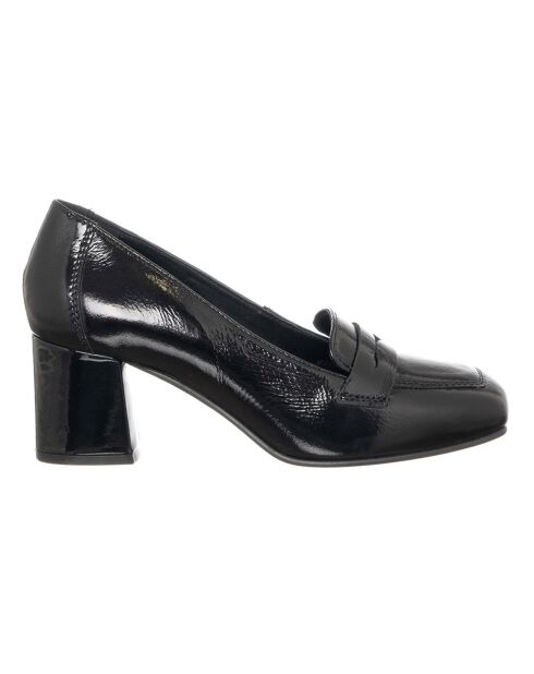 Vial zwarte leren pumps met hak van 6 cm