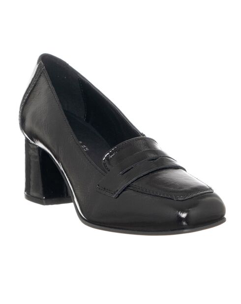 Vial zwarte leren pumps met hak van 6 cm