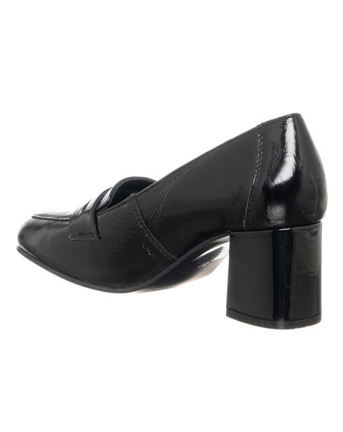 Vial zwarte leren pumps met hak van 6 cm