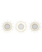 3 Miroirs en rotin marron - 28x28x1.7 cm