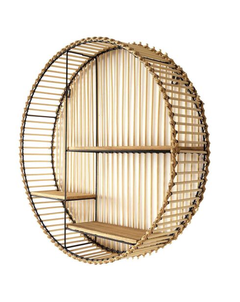 Etagère ronde Java marron/noir -  D.53 cm