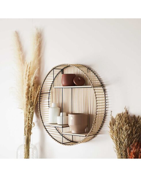 Etagère ronde Java marron/noir -  D.53 cm