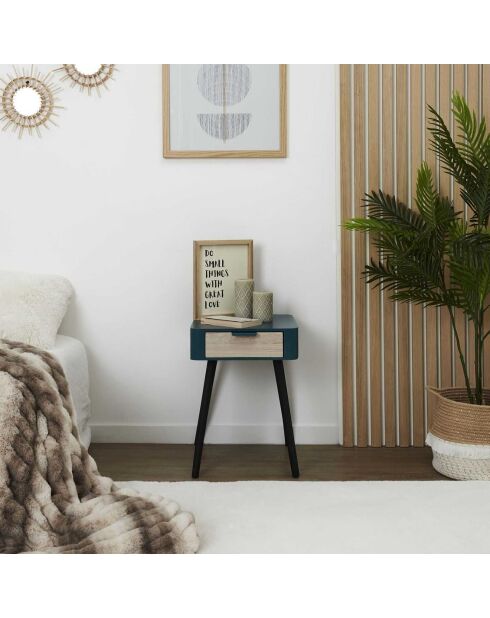 Chevet 1 Tiroir bleu - 35x48x40 cm