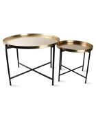 2 Tables gigognes brossées Patio dorées - 70x16x66 cm