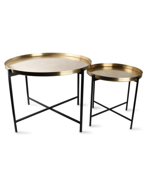 2 Tables gigognes brossées Patio dorées - 70x16x66 cm