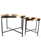 2 Tables gigognes brossées Patio dorées - 70x16x66 cm