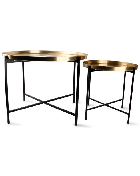2 Tables gigognes brossées Patio dorées - 70x16x66 cm