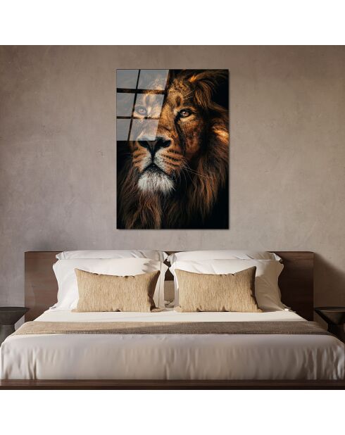 Impression sur verre Lion multicolore - 70x100cm