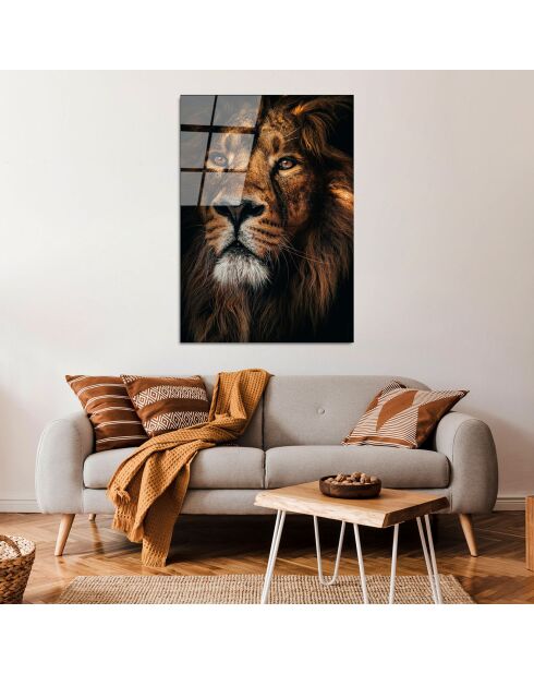 Impression sur verre Lion multicolore - 70x100cm