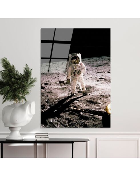 Veelkleurige glasprint Man op de Maan - 70x100cm