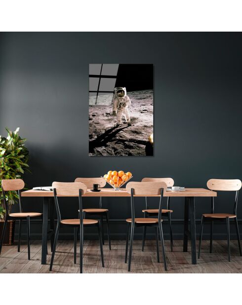 Veelkleurige glasprint Man op de Maan - 70x100cm