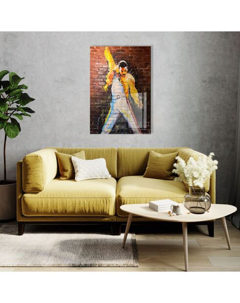 Impression sur verre Freddy Mercury multicolore