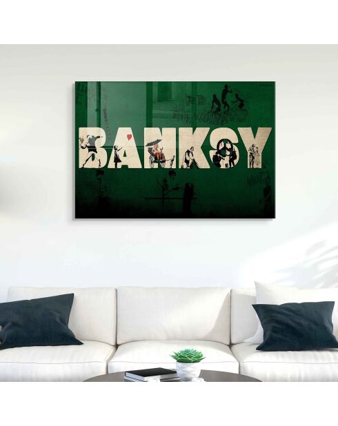 Impression sur verre Banksy multicolore - 70x100cm