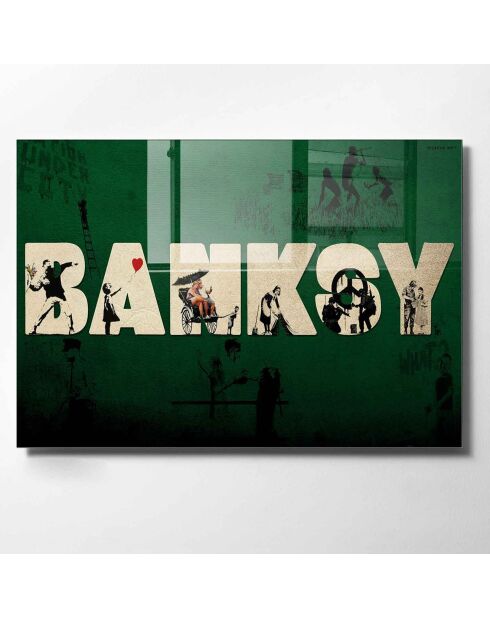 Impression sur verre Banksy multicolore - 70x100cm