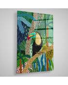 Impression sur verre Toucan multicolore