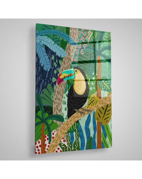 Impression sur verre Toucan multicolore