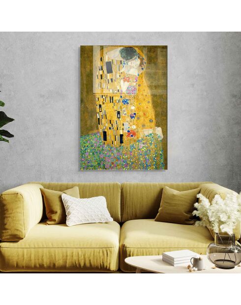 Impression sur verre Reproduction Klimt Le Baiser multicolore - 50x70cm