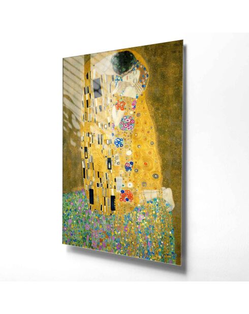 Impression sur verre Reproduction Klimt Le Baiser multicolore - 50x70cm