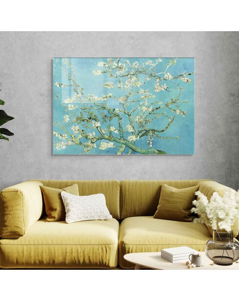 Impression sur verre Reproduction Van Gogh - Amandier en fleurs multicolore - 50x70cm