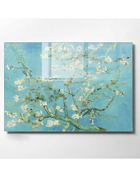 Impression sur verre Reproduction Van Gogh - Amandier en fleurs multicolore - 50x70cm