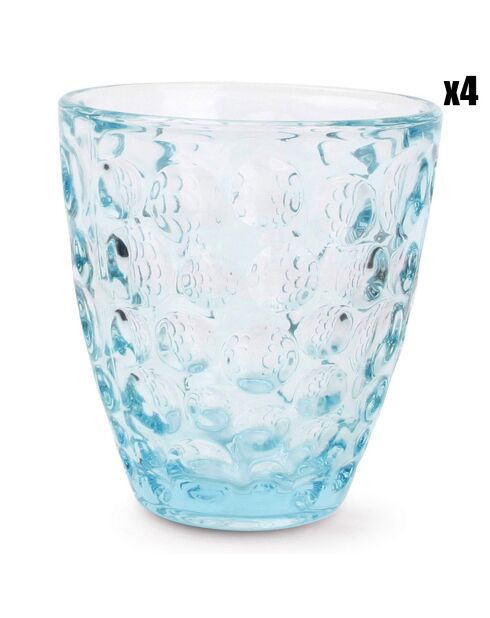 4 Verres Bubble  transparent/bleu - 22cl