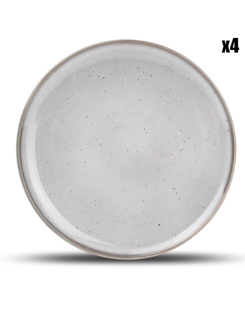 4 Assiettes dessert Freckles grises - D.19.5 cm