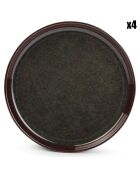 4 Assiettes plates Flare Tabo brun -  D.22 cm