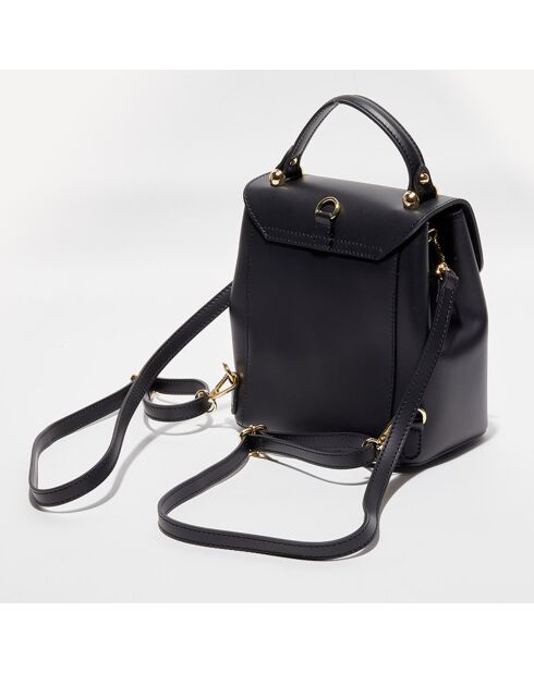 Sac à main/Sac à dos en Cuir Elena noir - 20x21x12 cm