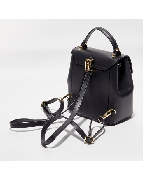 Sac à main/Sac à dos en Cuir Elena noir - 20x21x12 cm