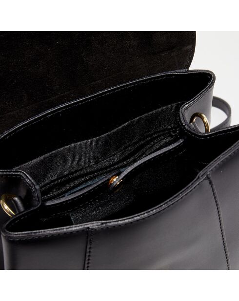 Sac à main/Sac à dos en Cuir Elena noir - 20x21x12 cm
