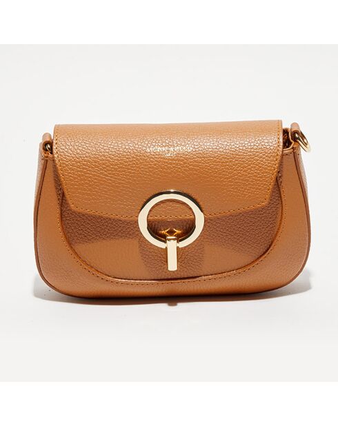 Sac bandoulière en Cuir Nour camel - 20x14x5 cm