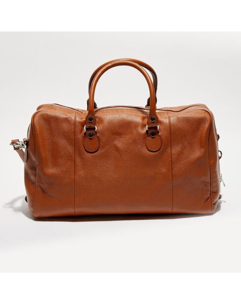 Sac week-end en Cuir Claude camel - 49x30x20 cm