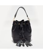 Mini Livy zwarte leren emmertas - 18x21,5x11 cm