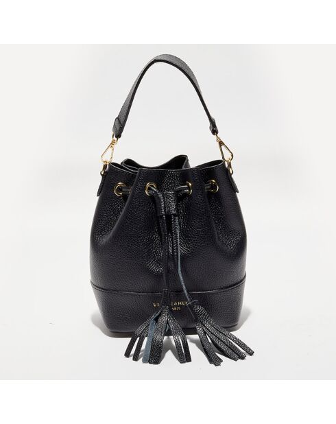 Mini Livy zwarte leren emmertas - 18x21,5x11 cm