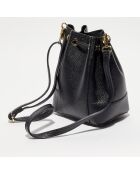 Mini Livy zwarte leren emmertas - 18x21,5x11 cm